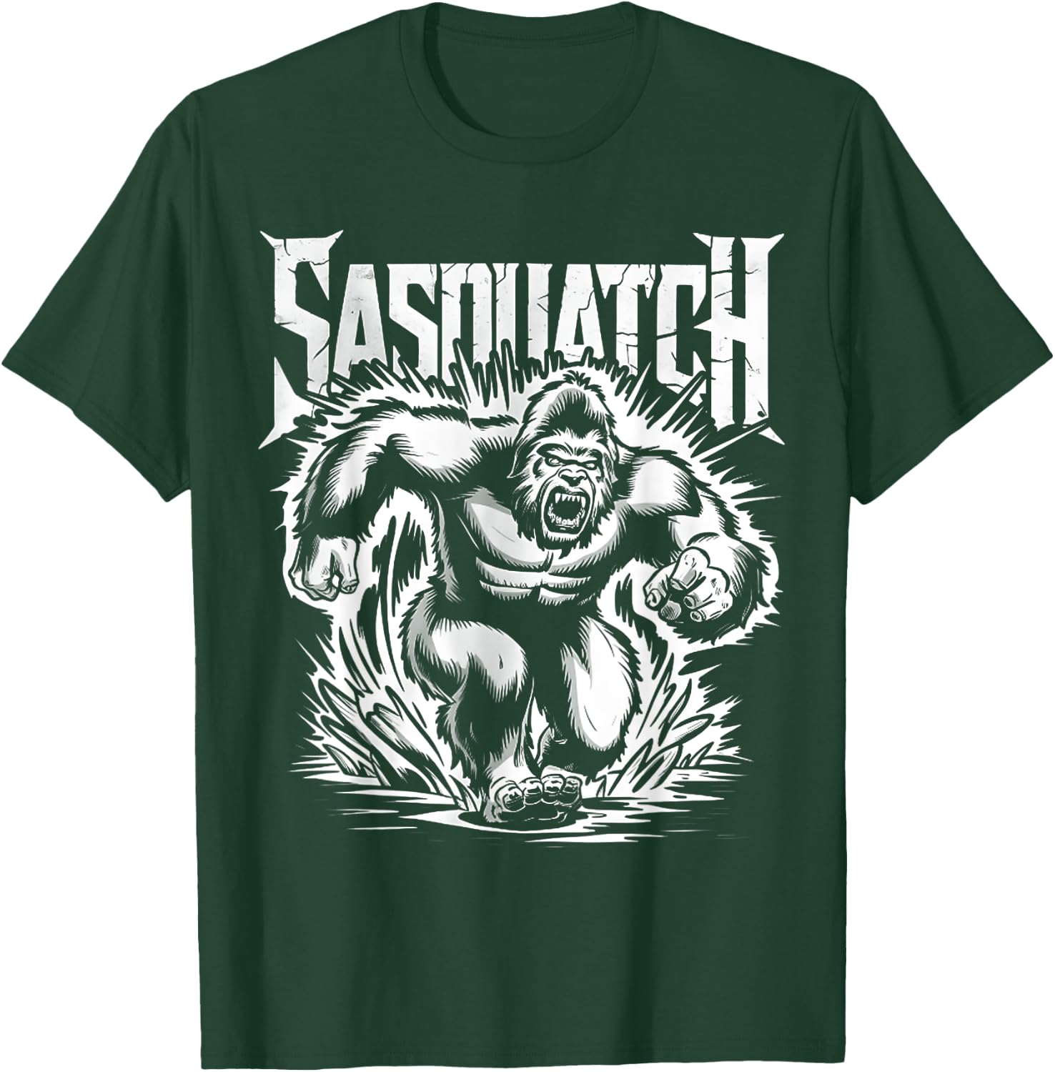 Retro Sasquatch Charging Hide & Seek Funny Bigfoot Believer T-Shirt - T-Shirt | Forest