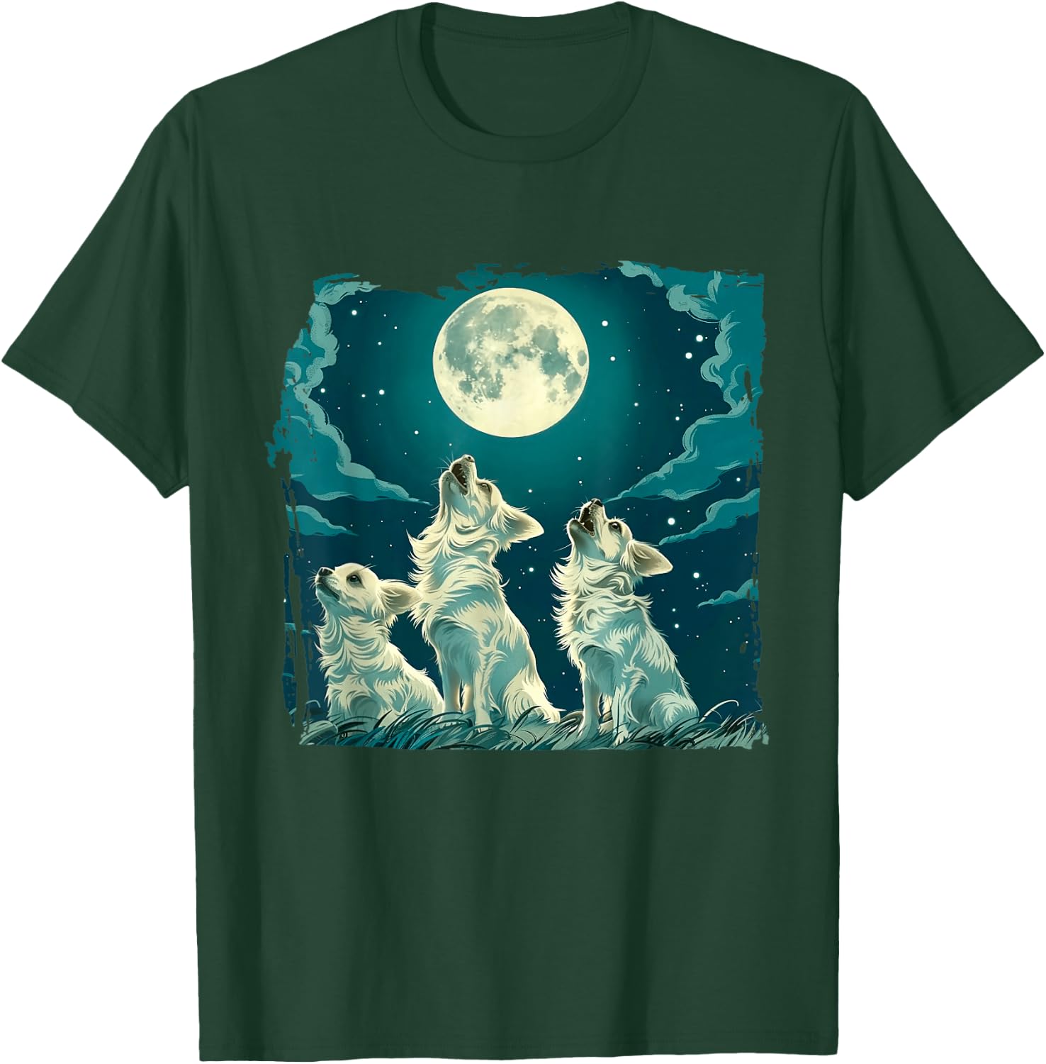Chihuahua Dogs Howl At Moon Dog Lover T-Shirt - T-Shirt | Forest