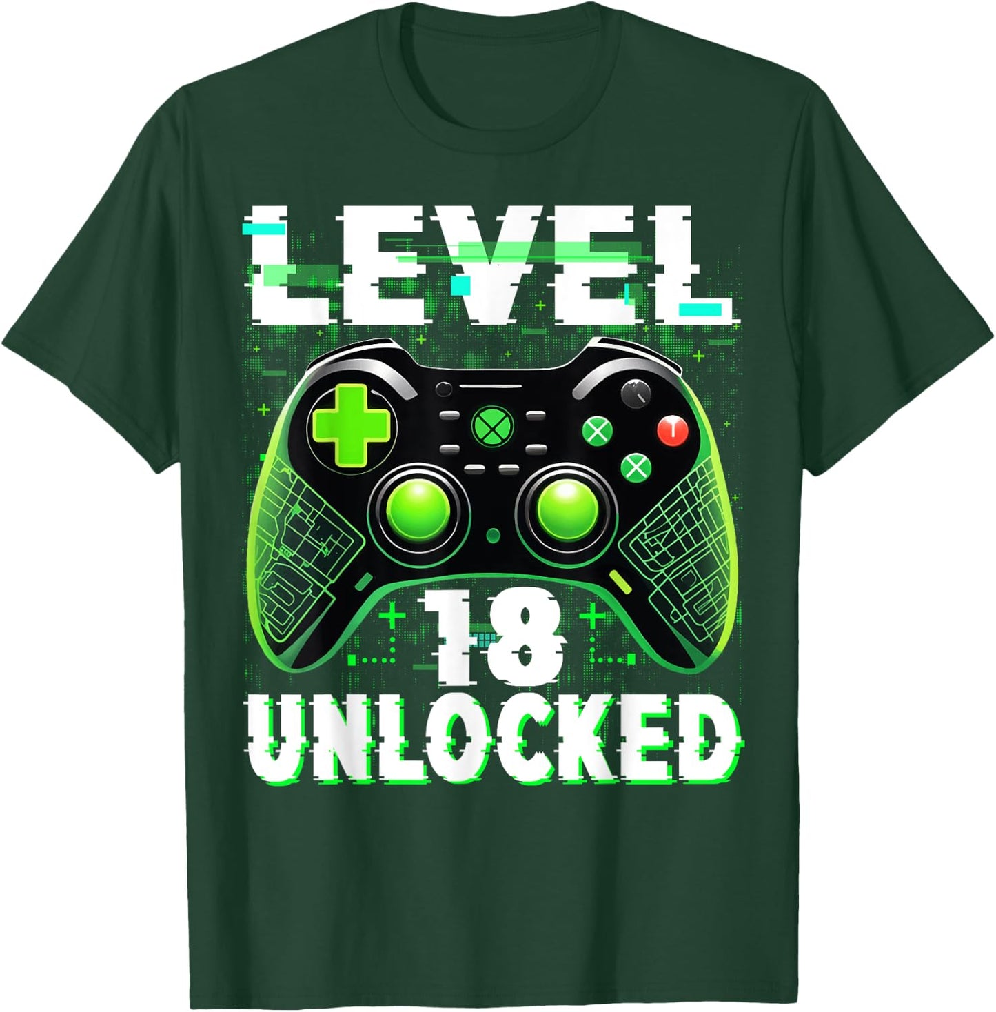 Level 18 Unlocked Shirt Funny Video Gamer Geek 18th Birthday T-Shirt - T-Shirt | Forest