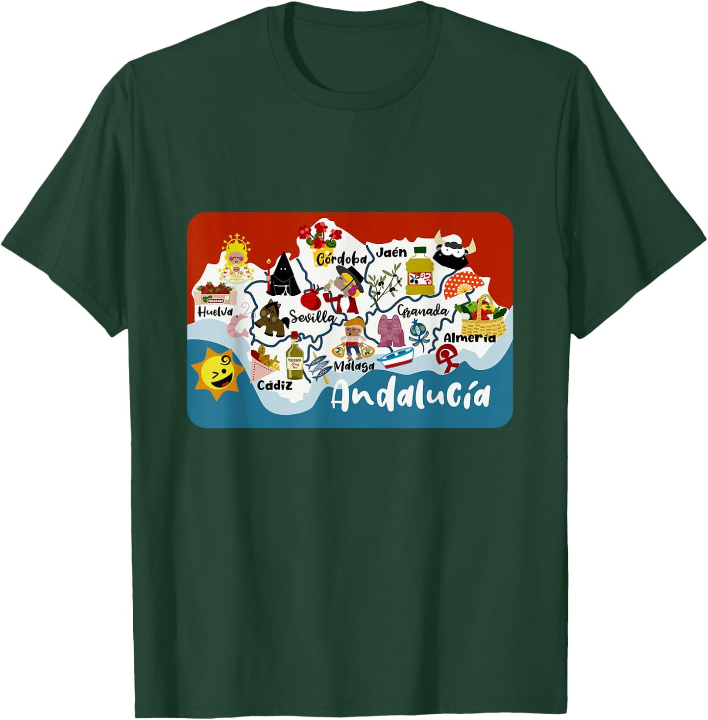 Map of Andalusia T-Shirt - T-Shirt | Forest