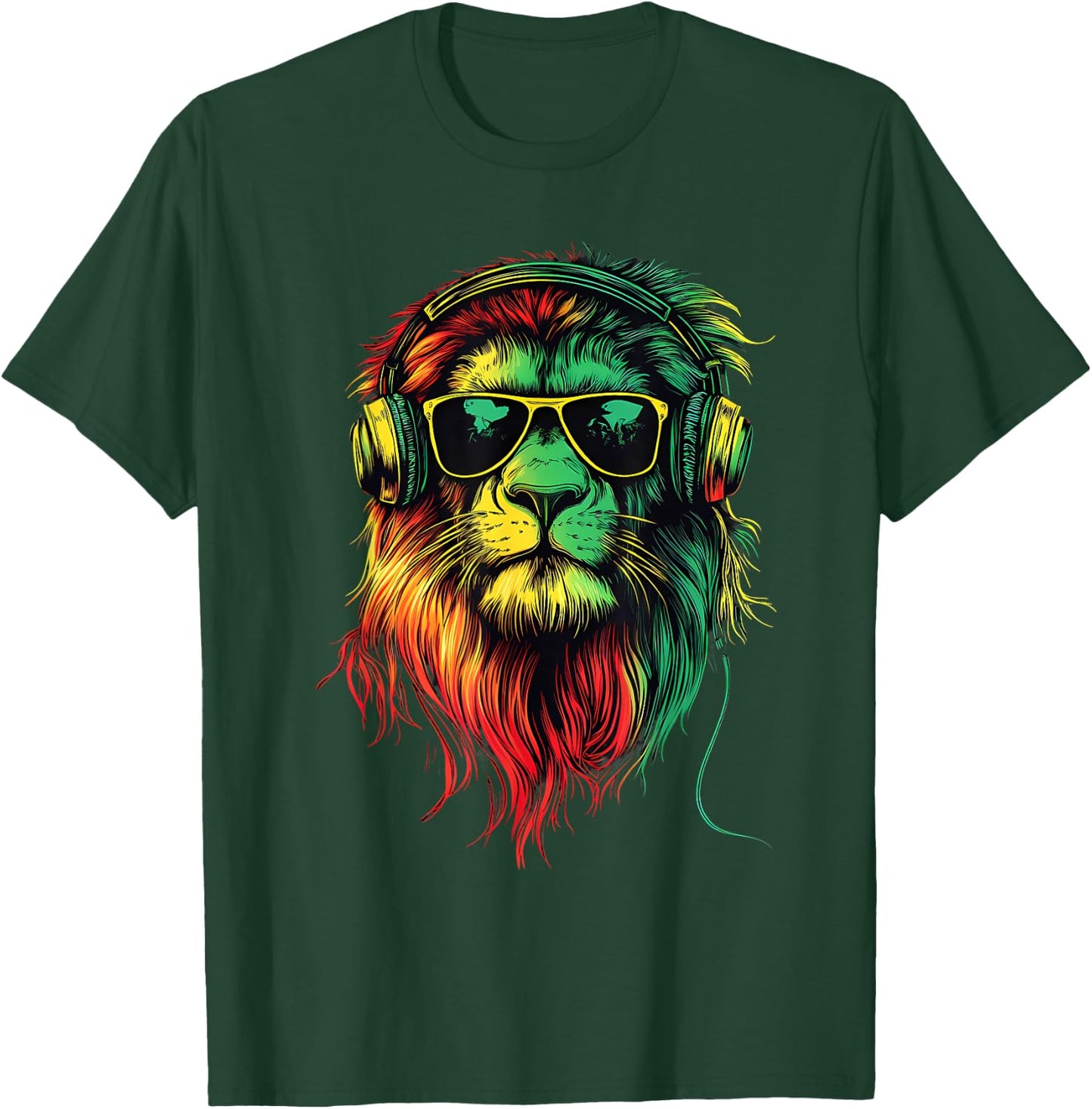 Rasta Reggae Music DJ Lion Of Judah Rastafarian Roots T-Shirt - T-Shirt | Forest