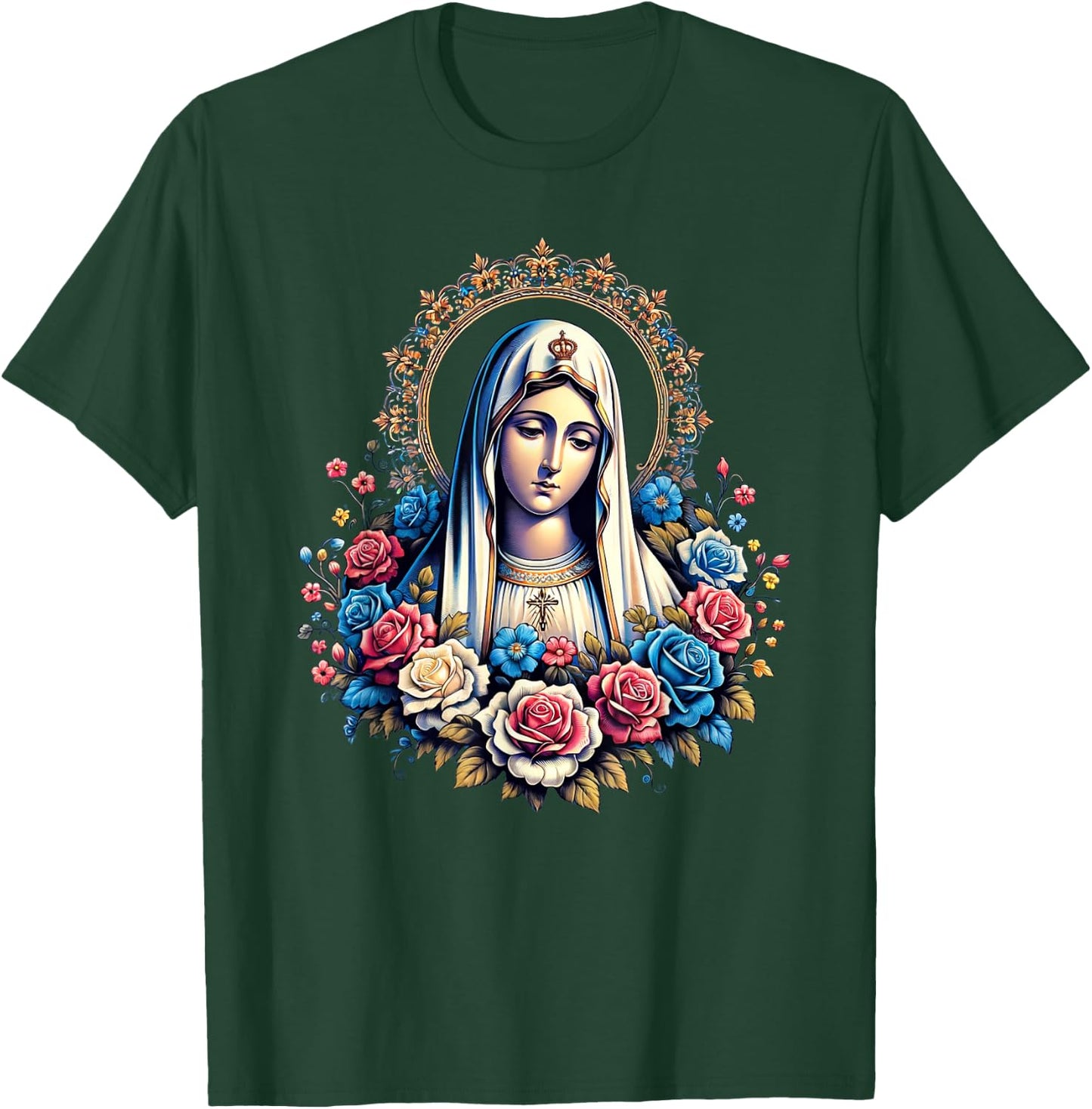 Our Lady Of Fatima Saint Mary Mother Mary Powerful Symbol T-Shirt - T-Shirt | Forest
