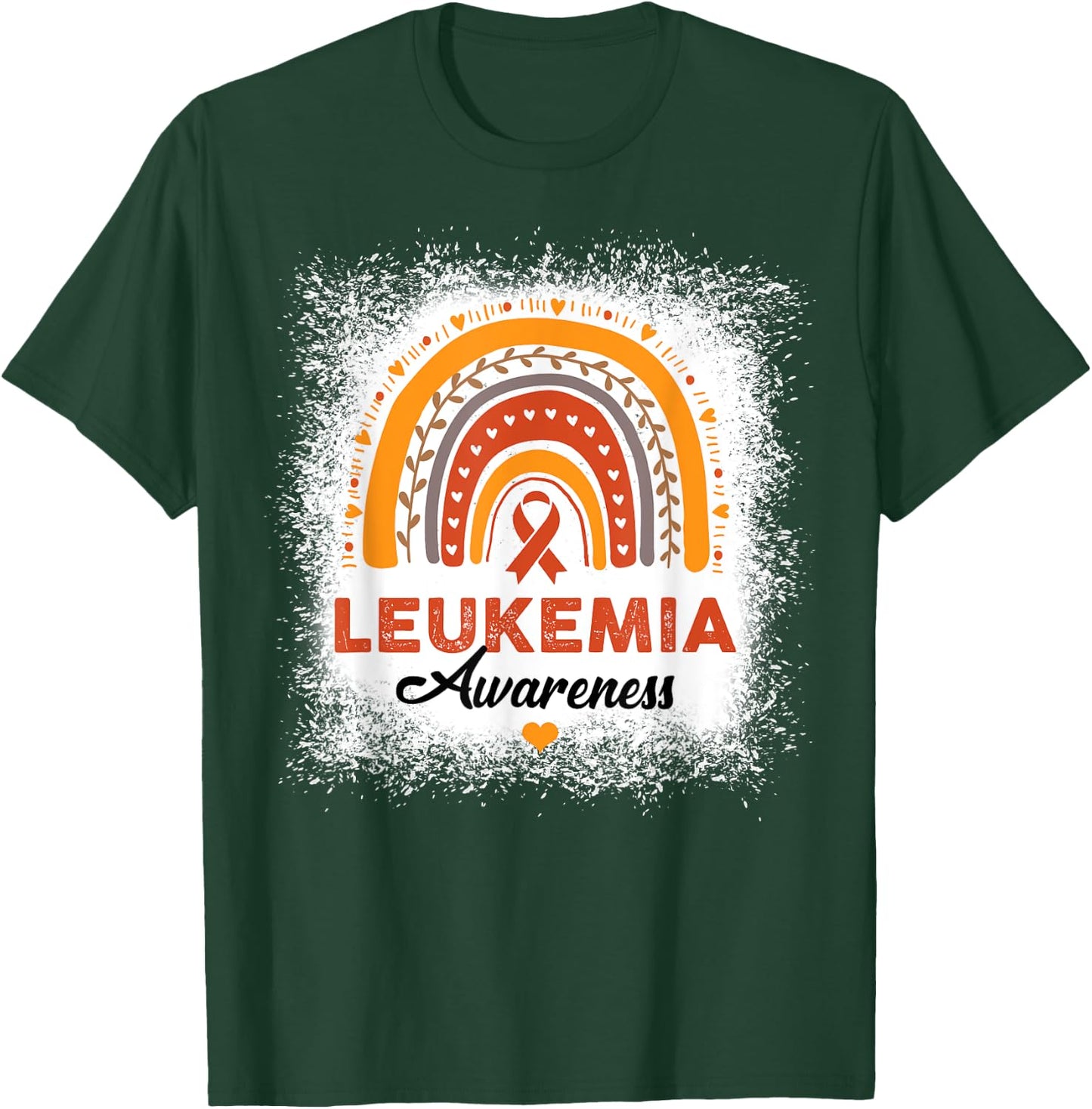 Bleached Leukemia Awareness Bleached Rainbow Orange Ribbon T-Shirt - T-Shirt | Forest