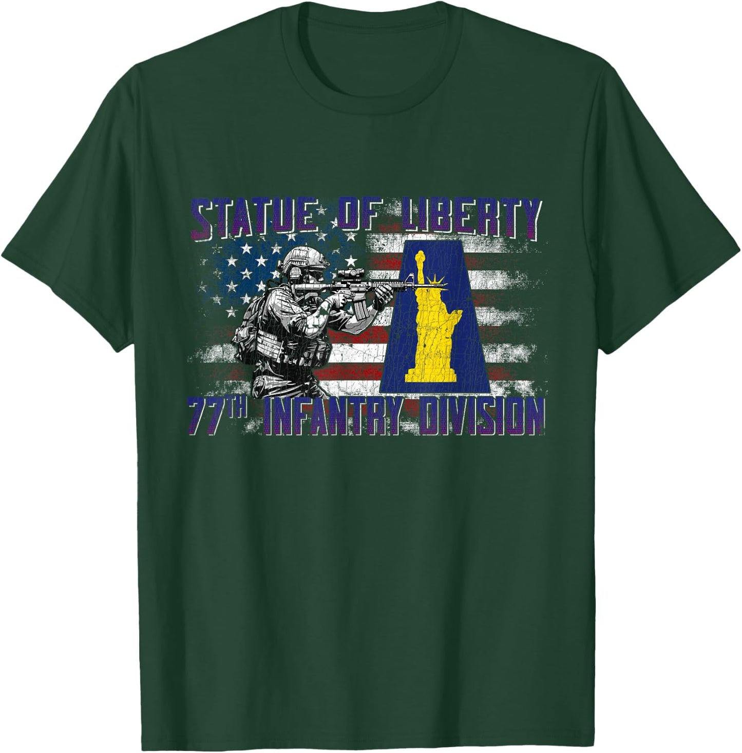 77th Infantry Division 77th ID Statue of Liberty Division T-Shirt - T-Shirt | Forest