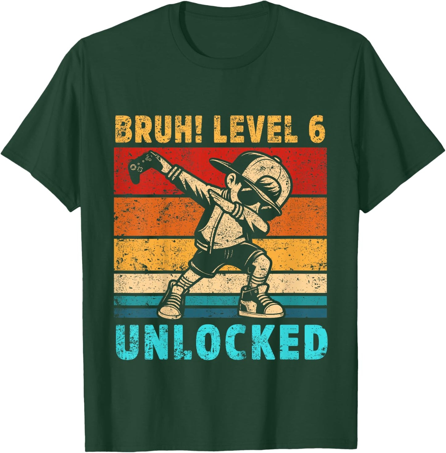 Kids 6 Year Old Birthday Dabbing Boy Bruh 6th level unlocked T-Shirt - T-Shirt | Forest