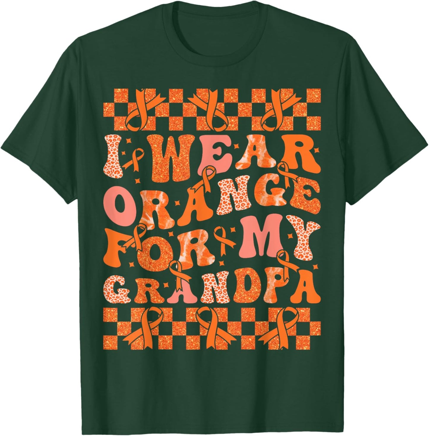 I Wear Orange For My Grandpa Leukemia Cancer Orange Ribbon T-Shirt - T-Shirt | Forest
