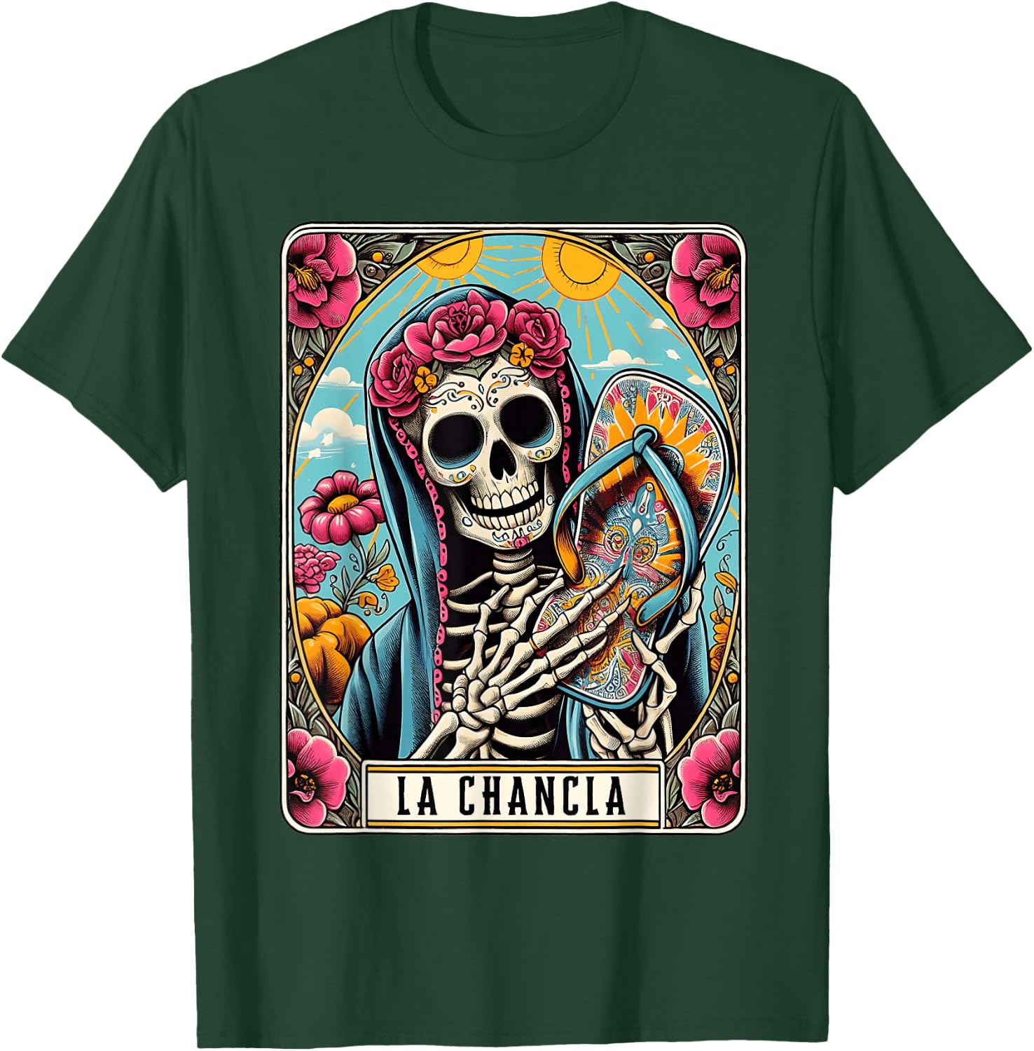 La Chancla Flip Flop Card Funny Mexican Mom Tarot Card T-Shirt - T-Shirt | Forest