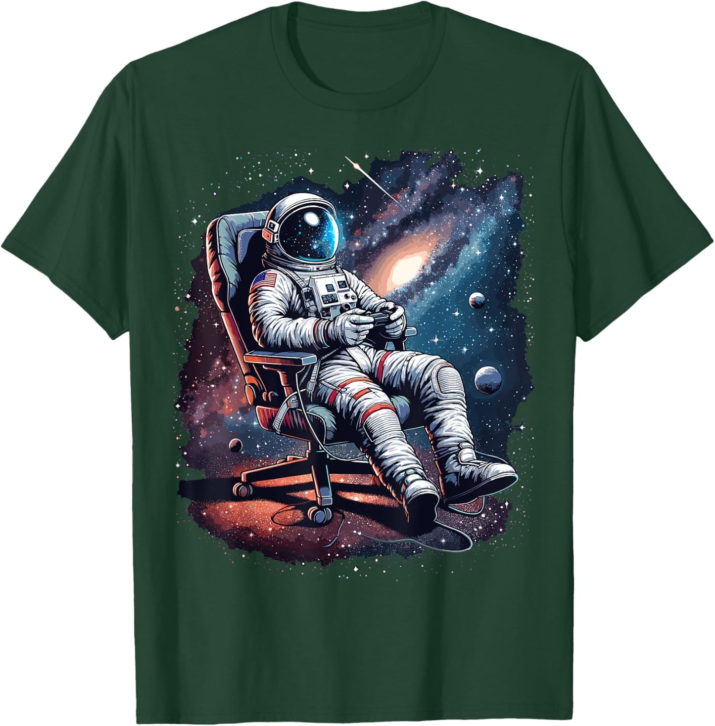Space Astronaut Gaming System Planets Astronaut Gamer T-Shirt - T-Shirt | Forest