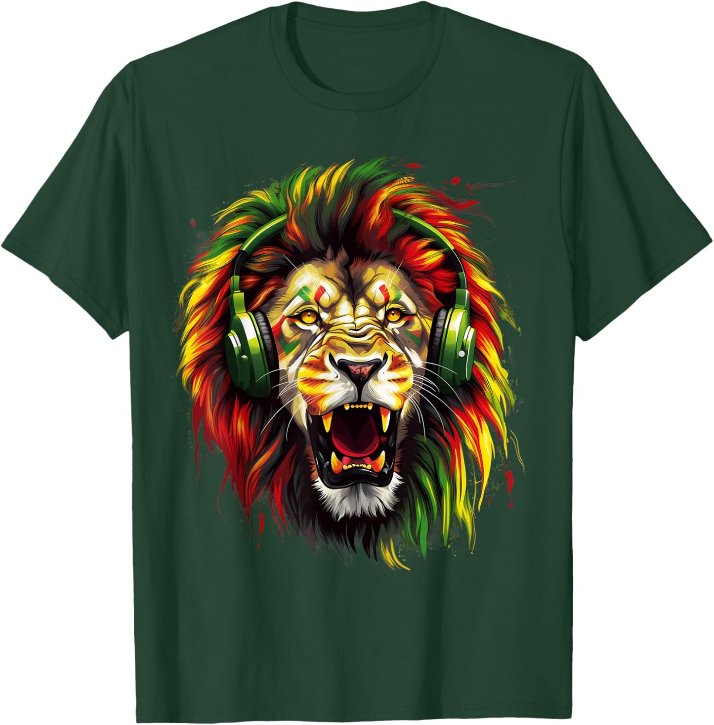 Rasta Reggae Lion Rastafari Reggae Music Jamaica Rasta Pride T-Shirt - T-Shirt | Forest