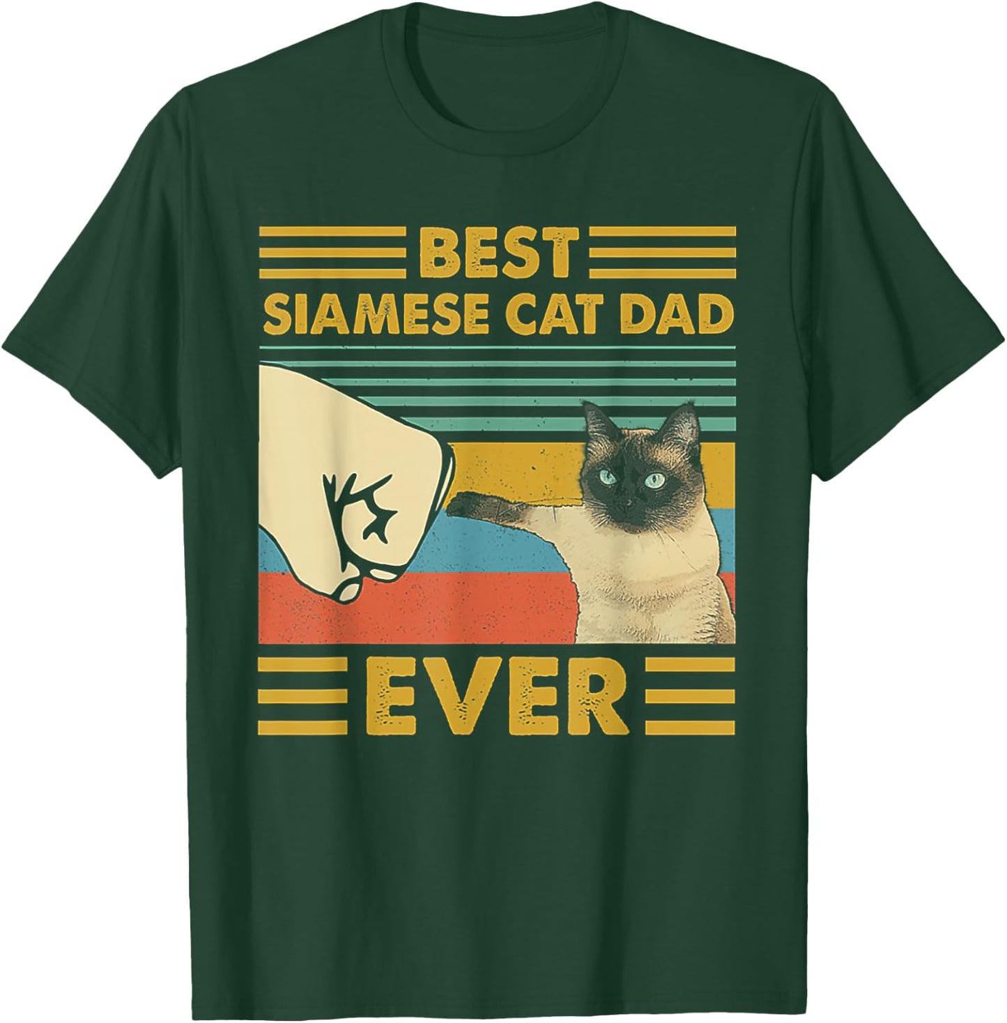 Best Siamese Cat Dad Ever Retro Vintage Sunset T-Shirt - T-Shirt | Forest