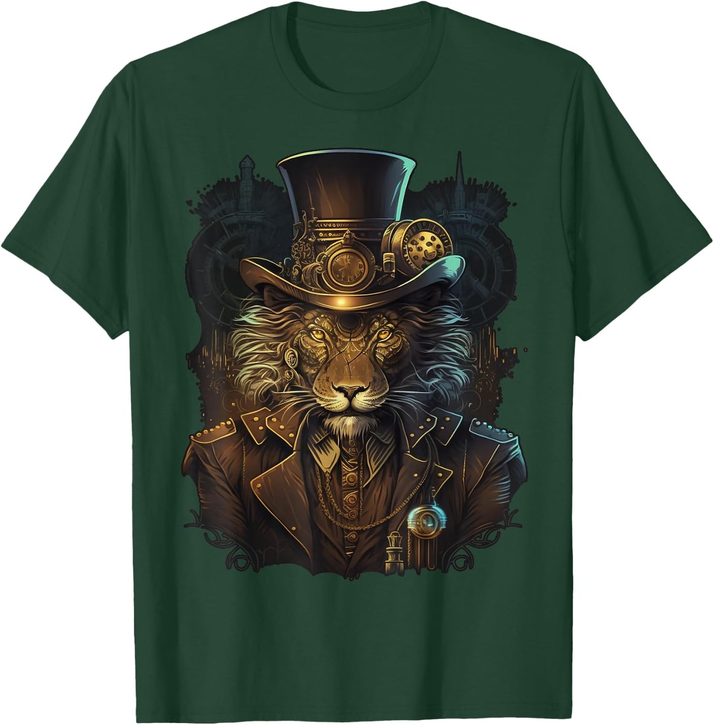 Lion Lover Steampunk Lion Women's Casual - Black, Small, Short Sleeve, Regular Fit, -Kids T-Shirt - T-Shirt | Forest
