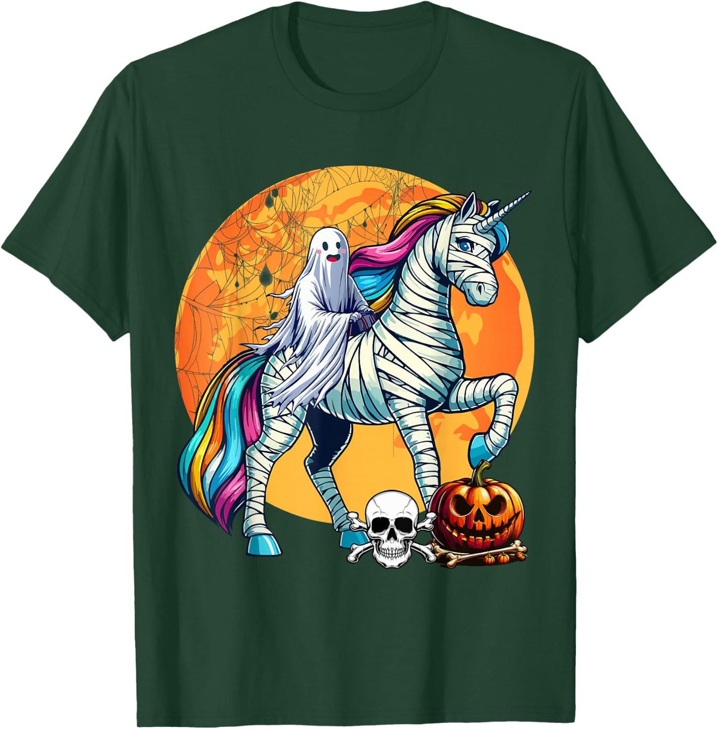 Boo Ghost Riding Unicorn Halloween Mummy Costume Kid Toddler T-Shirt - T-Shirt | Forest