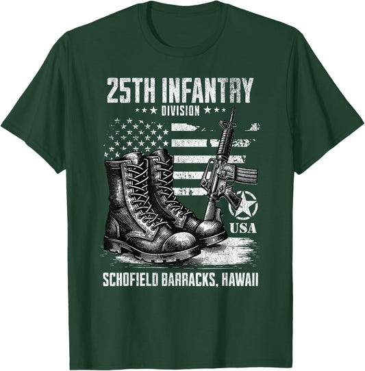 25th Infantry Division Schofield Barracks Hawaii Veteran T-Shirt - T-Shirt | Forest