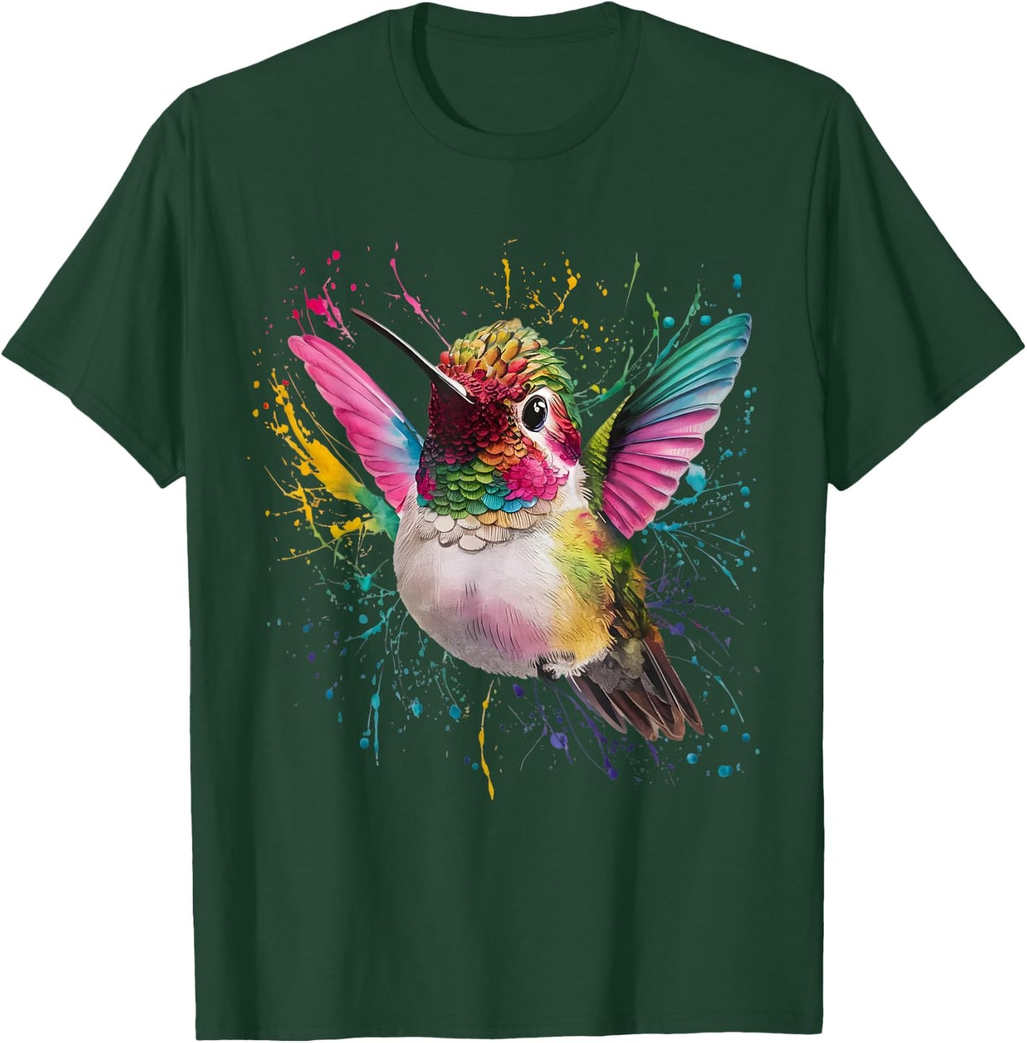 Hummingbird Men Woman Colorful Watercolor Hummingbird T-Shirt - T-Shirt | Forest
