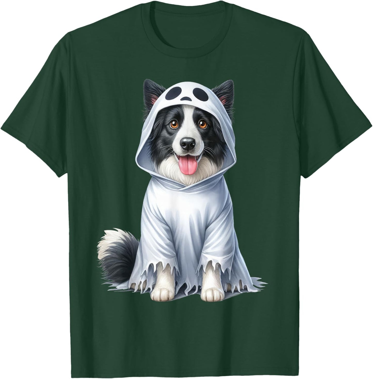 Funny Ghost Border Collie Dog Lover Halloween Costume Men Women T-Shirt - T-Shirt | Forest