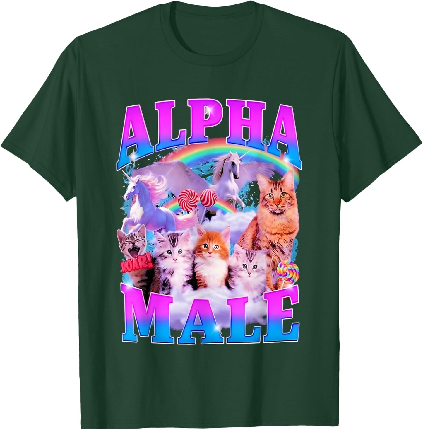 Cat And Unicorn Alpha Male T-Shirt - T-Shirt | Forest
