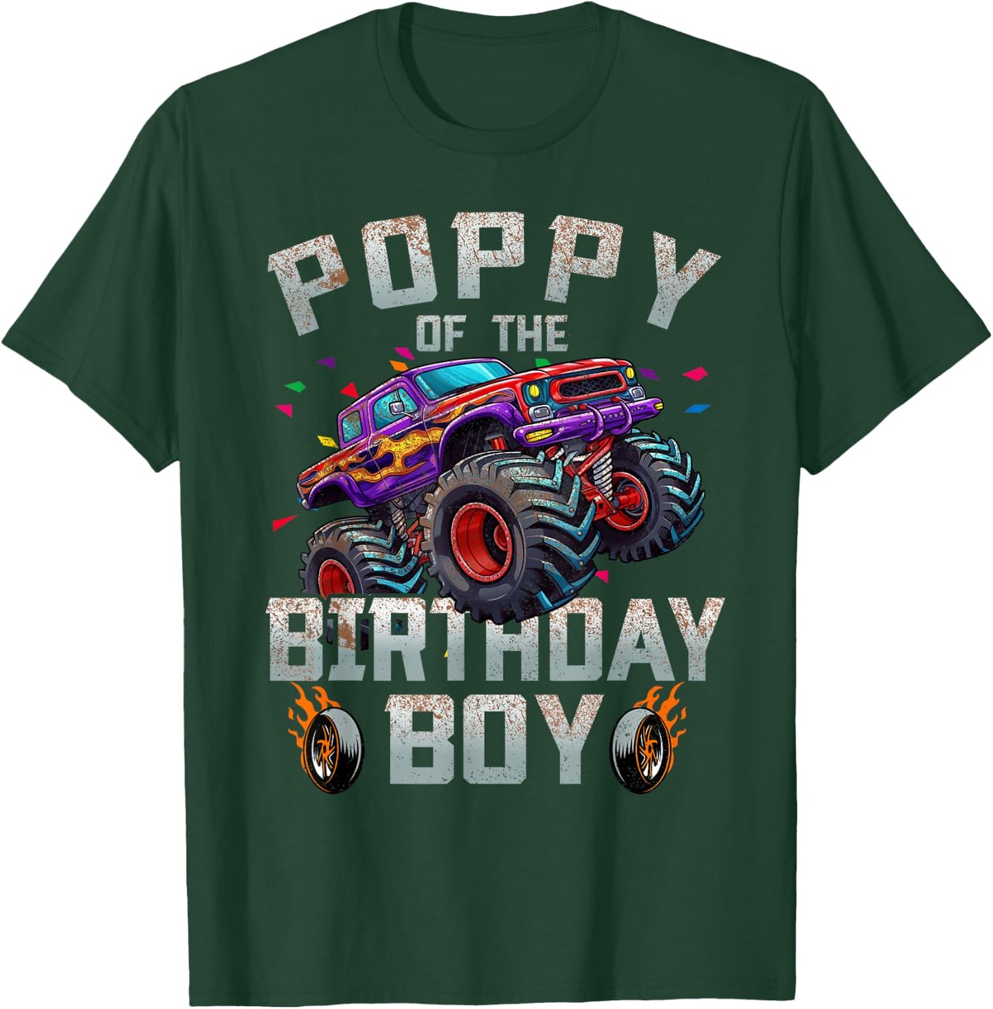 Poppy Of The Birthday Boy Monster Truck Family T-Shirt - T-Shirt | Forest