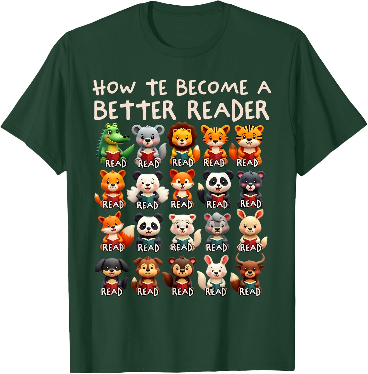 Reading Teacher How To Become a Better Reader Animals T-Shirt - T-Shirt | Forest