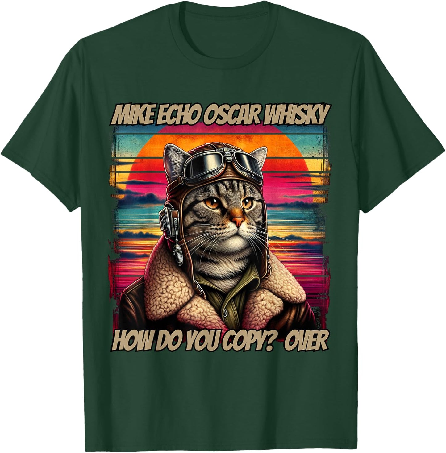 Retro Cat Pilot Mike Echo Oscar Whisky M.E.O.W Women T-Shirt - T-Shirt | Forest