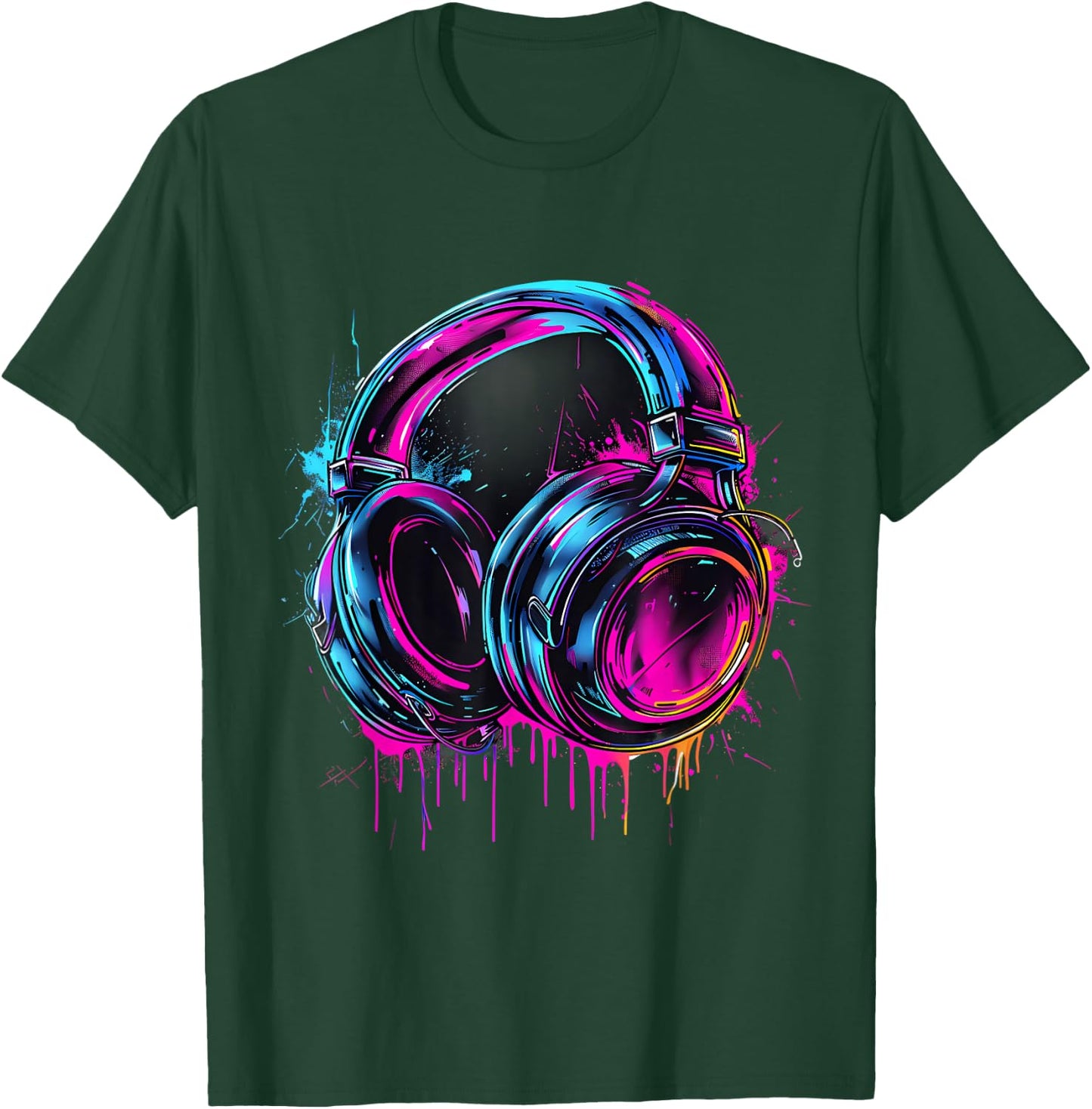 Headphones Music DJ Music Headphones Music Lover Splash EDM T-Shirt - T-Shirt | Forest