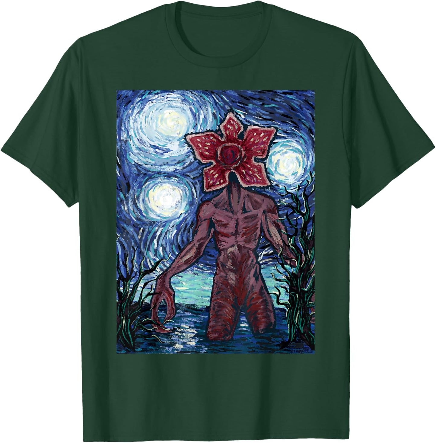 Netflix Stranger Things Demogorgon Starry Night Style Poster T-Shirt - T-Shirt | Forest