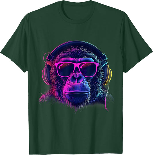 Monkey DJ Beatmaker Techno Music Headphones House Music T-Shirt - T-Shirt | Forest
