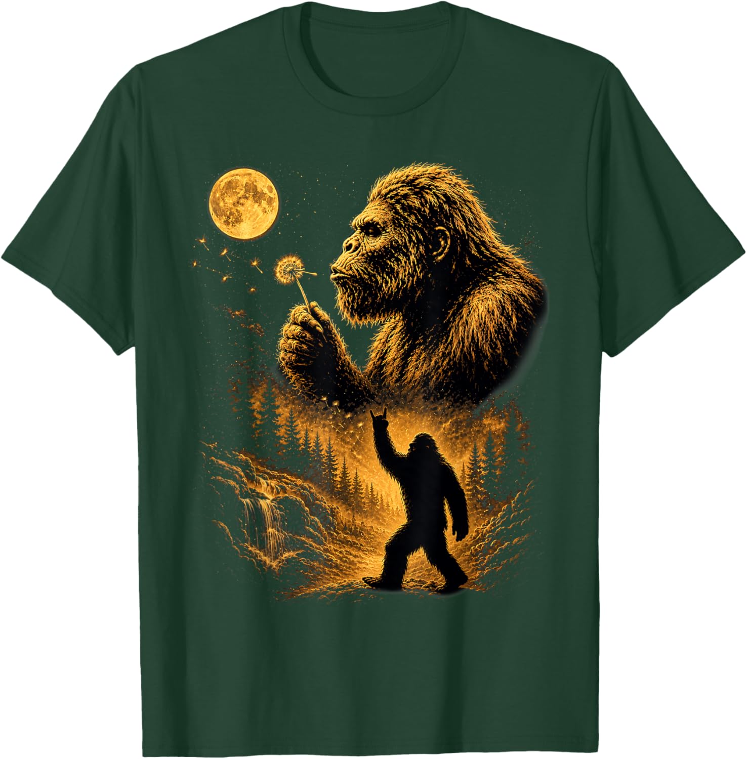 Vintage Bigfoot Sasquatch Cryptid Blowing Wishes Gifts T-Shirt - T-Shirt | Forest