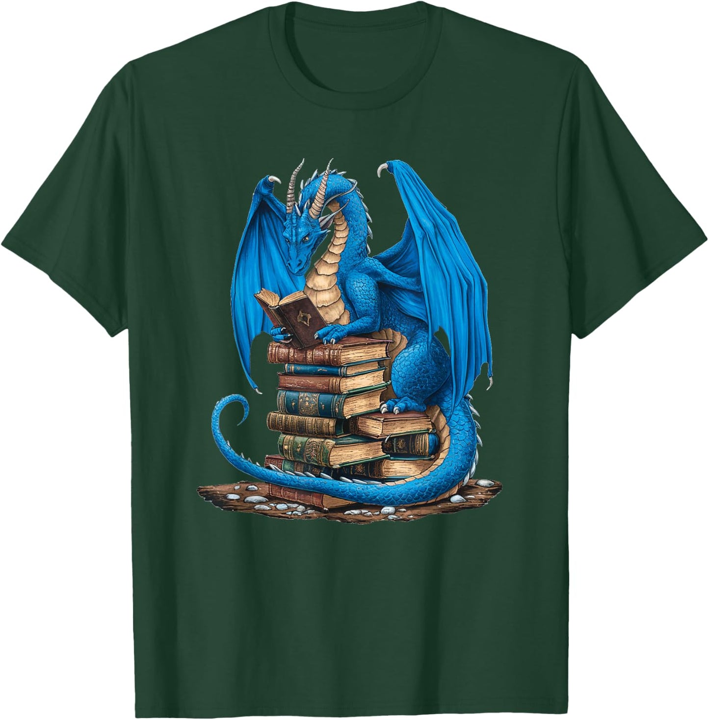 Book Lover Bookworm Reading Books Dragon T-Shirt - T-Shirt | Forest