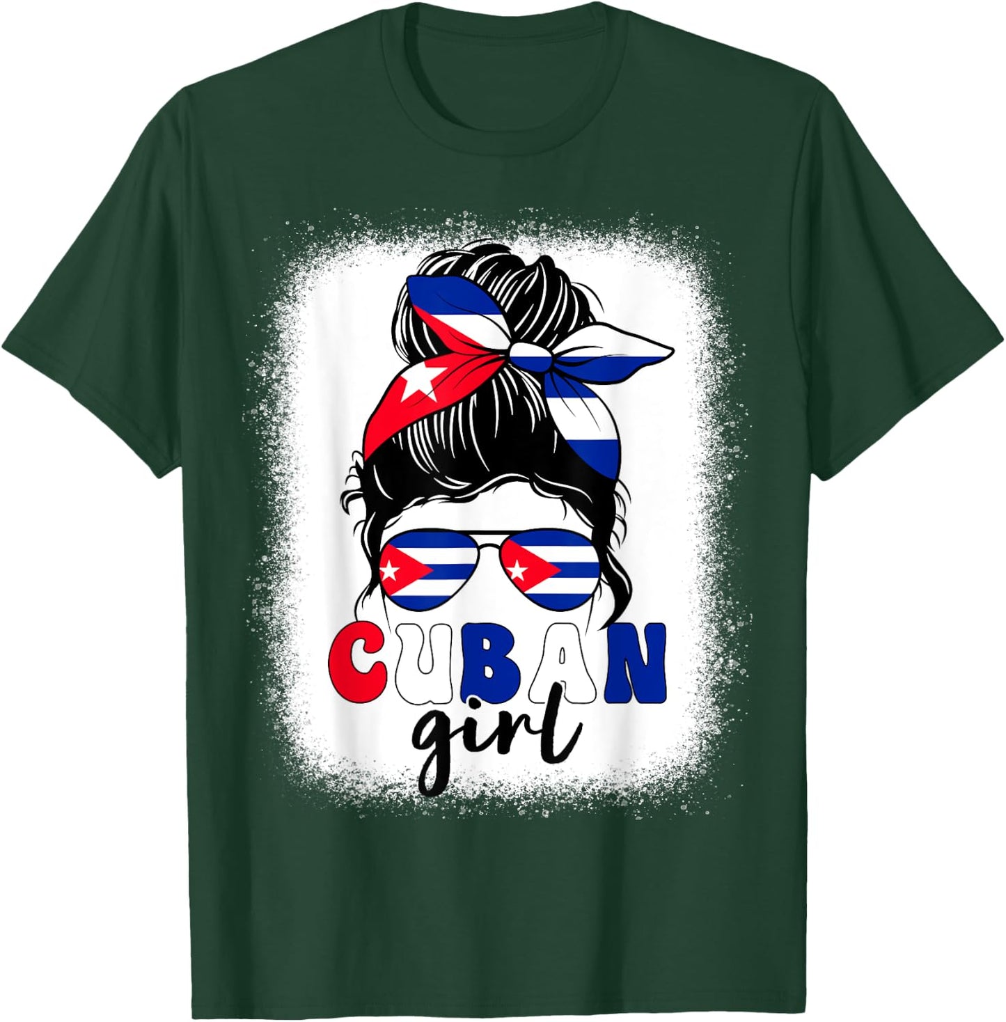 Cuban Girl Messy Bun Cuba Pride Patriotic Kids T-Shirt - T-Shirt | Forest