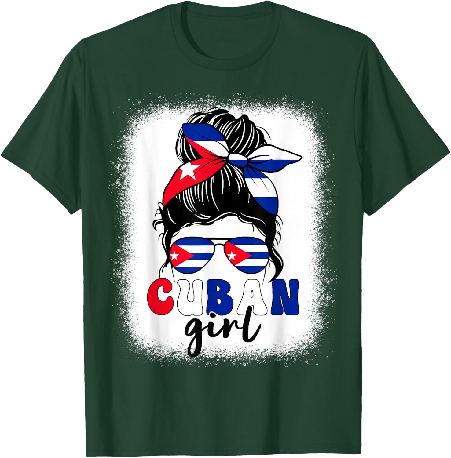 Cuban Girl Messy Bun Cuba Pride Patriotic Kids T-Shirt - T-Shirt | Forest