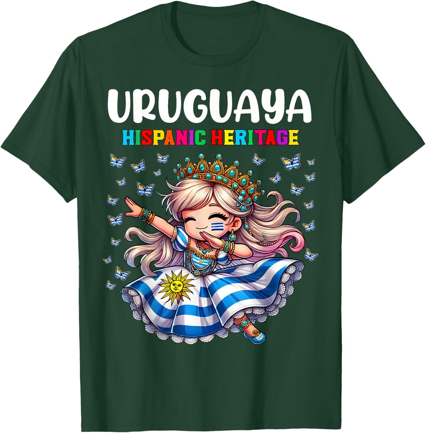Uruguay Hispanic Heritage Month Celebration girls kids T-Shirt - T-Shirt | Forest