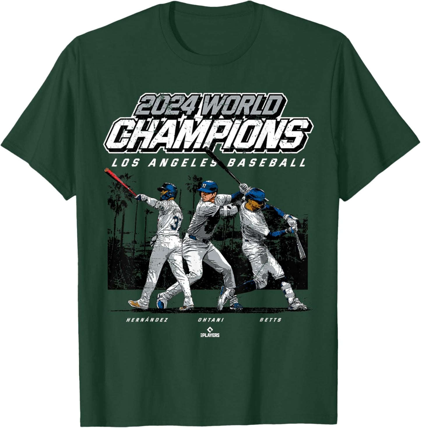 2024 Los Angeles World Champions Ohtani, Betts & Hernández T-Shirt - T-Shirt | Forest