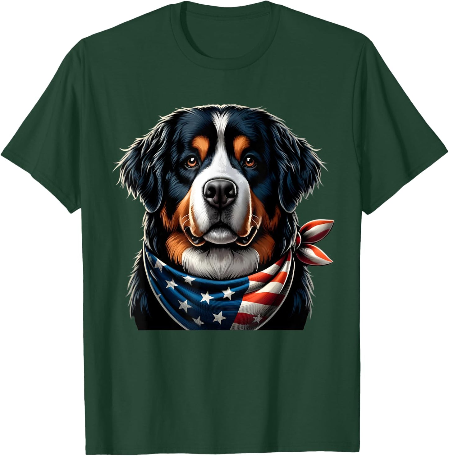 Bernese Mountain dog usa american flag T-Shirt - T-Shirt | Forest