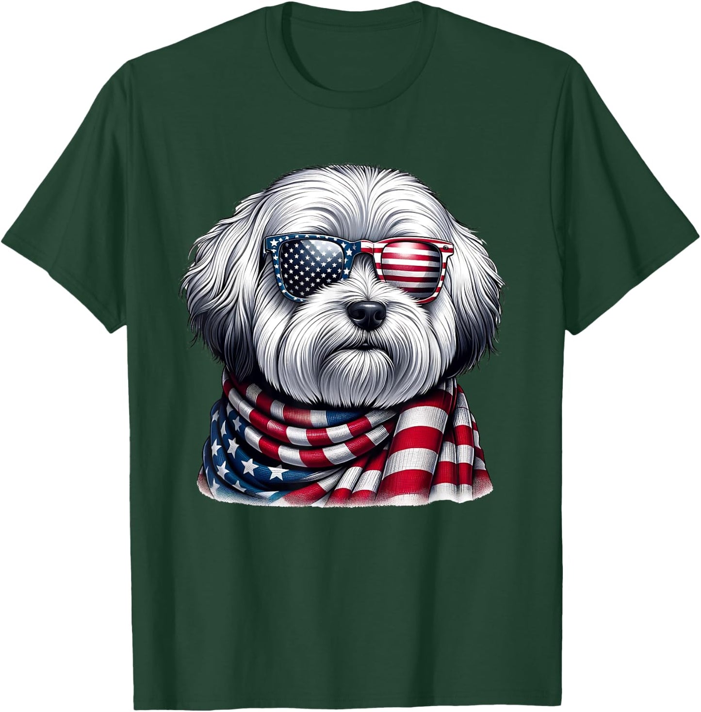 Coton de Tulear Lover US Flag 4th Of July Patriotic T-Shirt - T-Shirt | Forest