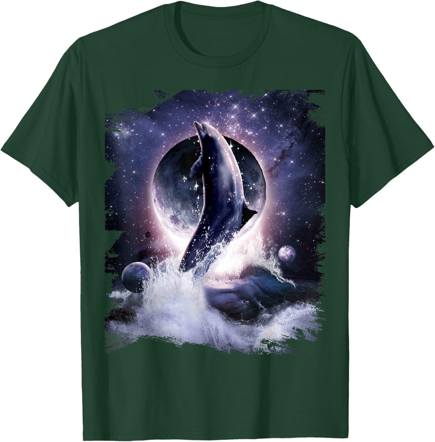 Moon Dolphin Space Galaxy Dolphins T-Shirt - T-Shirt | Forest