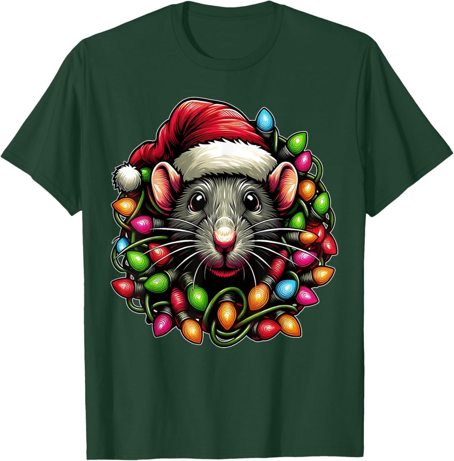 Rat Mouse Christmas Hat Xmas T-Shirt - T-Shirt | Forest