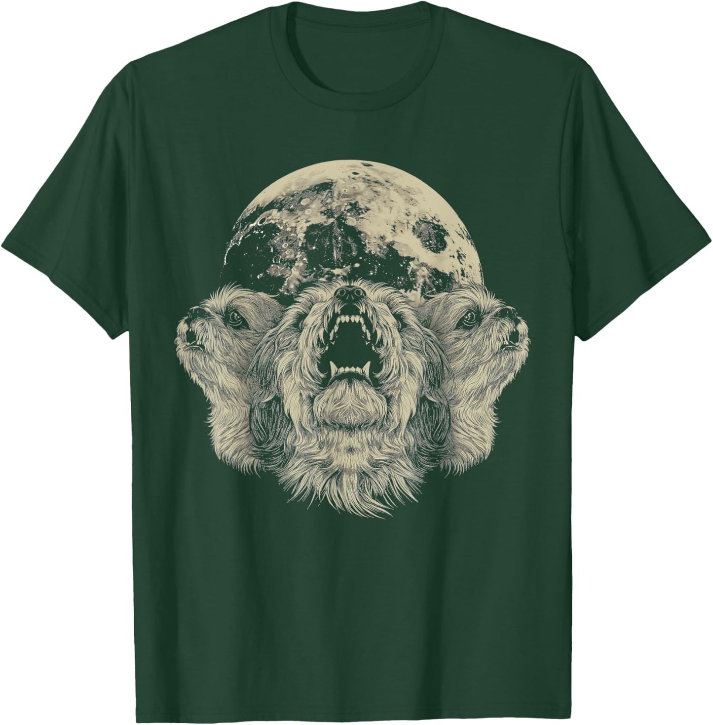 Shih Tzu Dog Howling Moon T-Shirt - T-Shirt | Forest