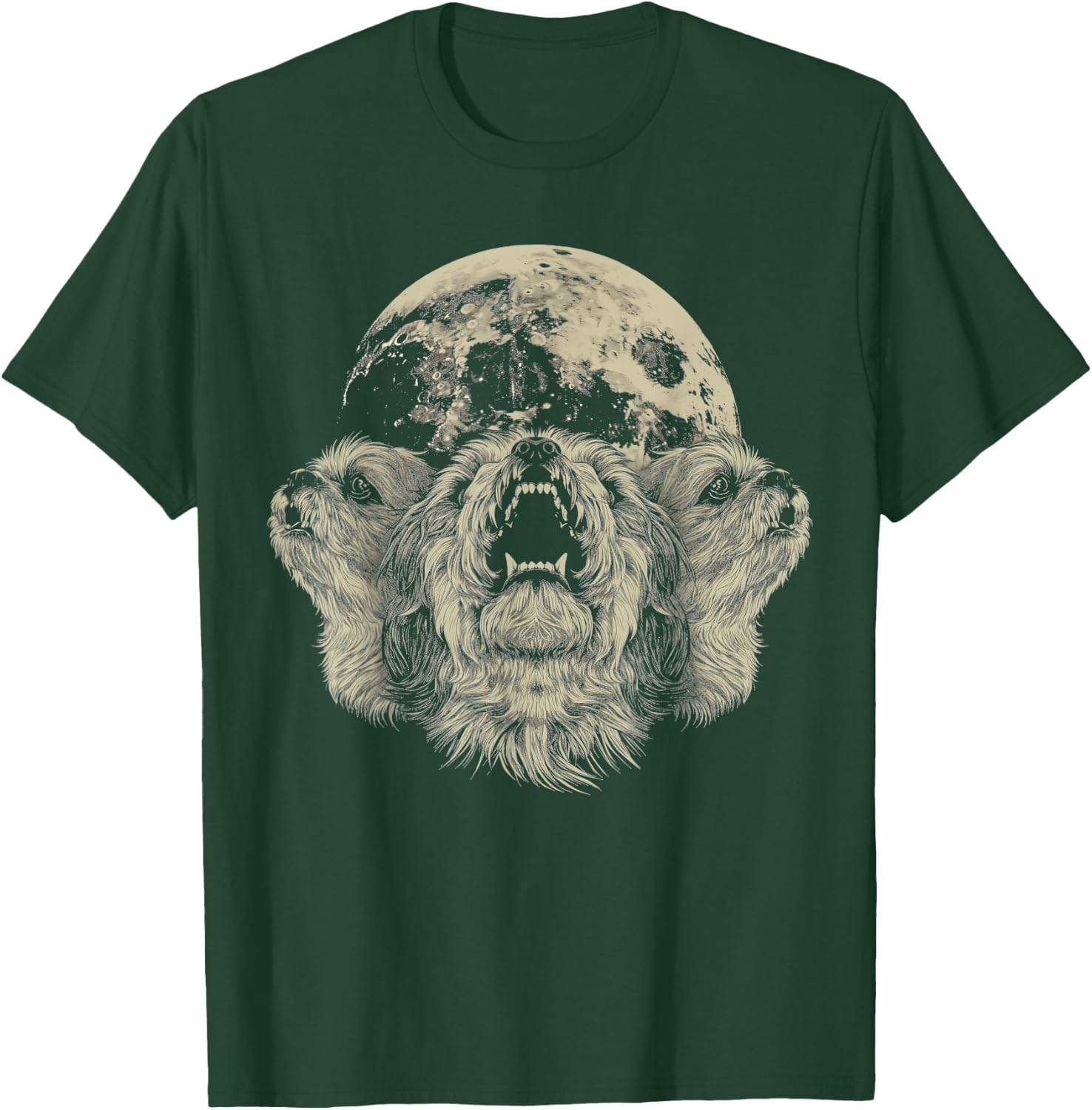 Shih Tzu Dog Howling Moon T-Shirt - T-Shirt | Forest