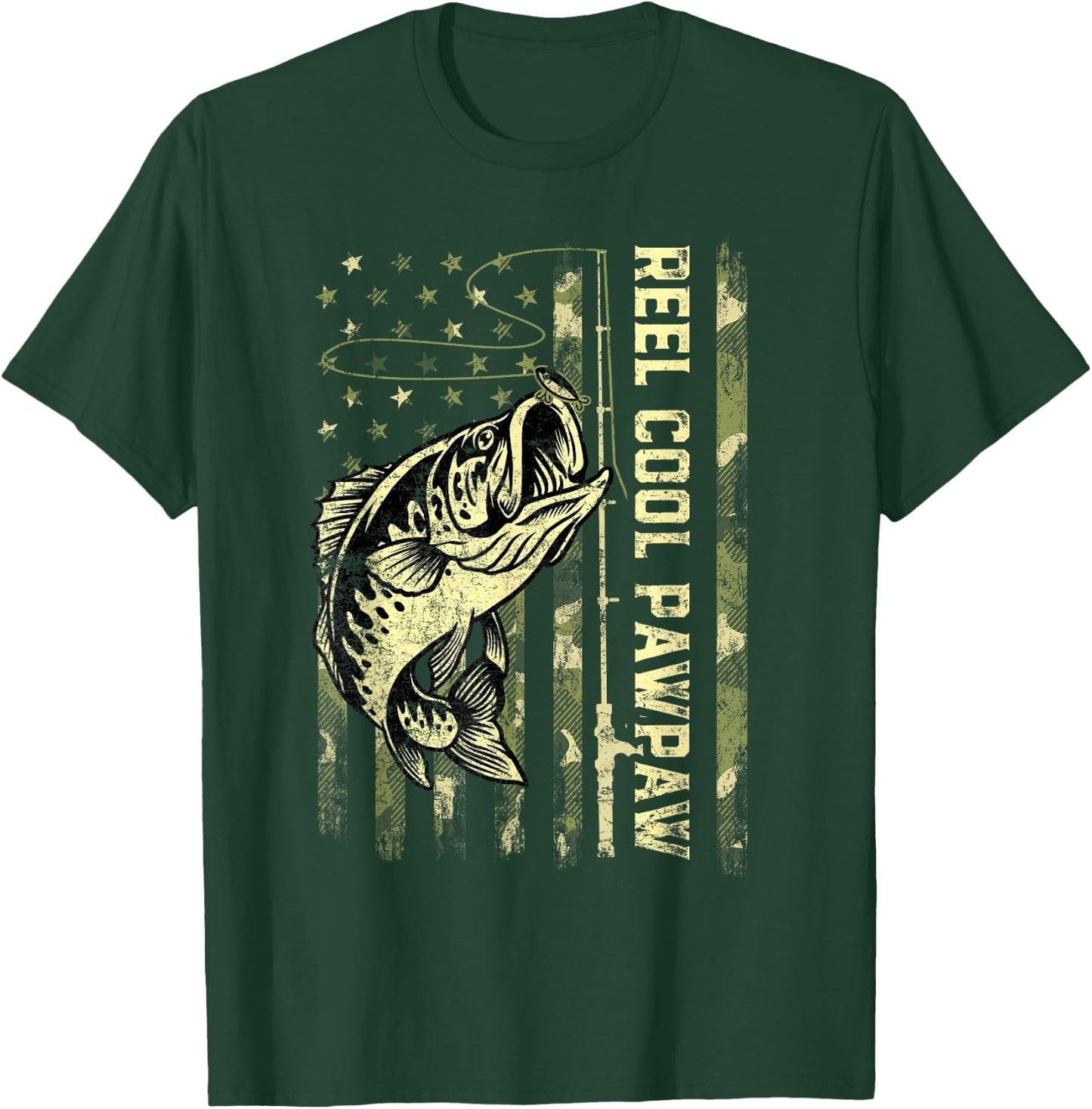 Reel Cool Pawpaw Fisherman Camouflage Father's Day T-Shirt - T-Shirt | Forest