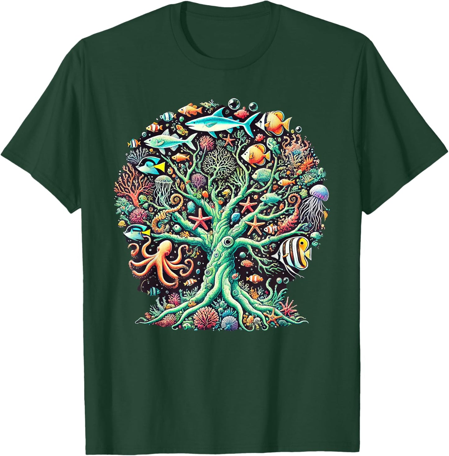 Marine Life Coral Reef Tree Ocean Nature T-Shirt - T-Shirt | Forest