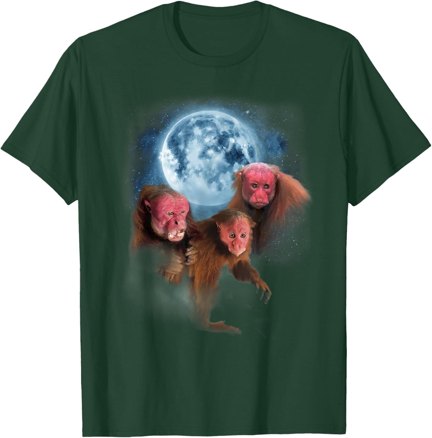 Bald Uakari Shirt - Funny Monkey Howling at the Moon T-Shirt - T-Shirt | Forest