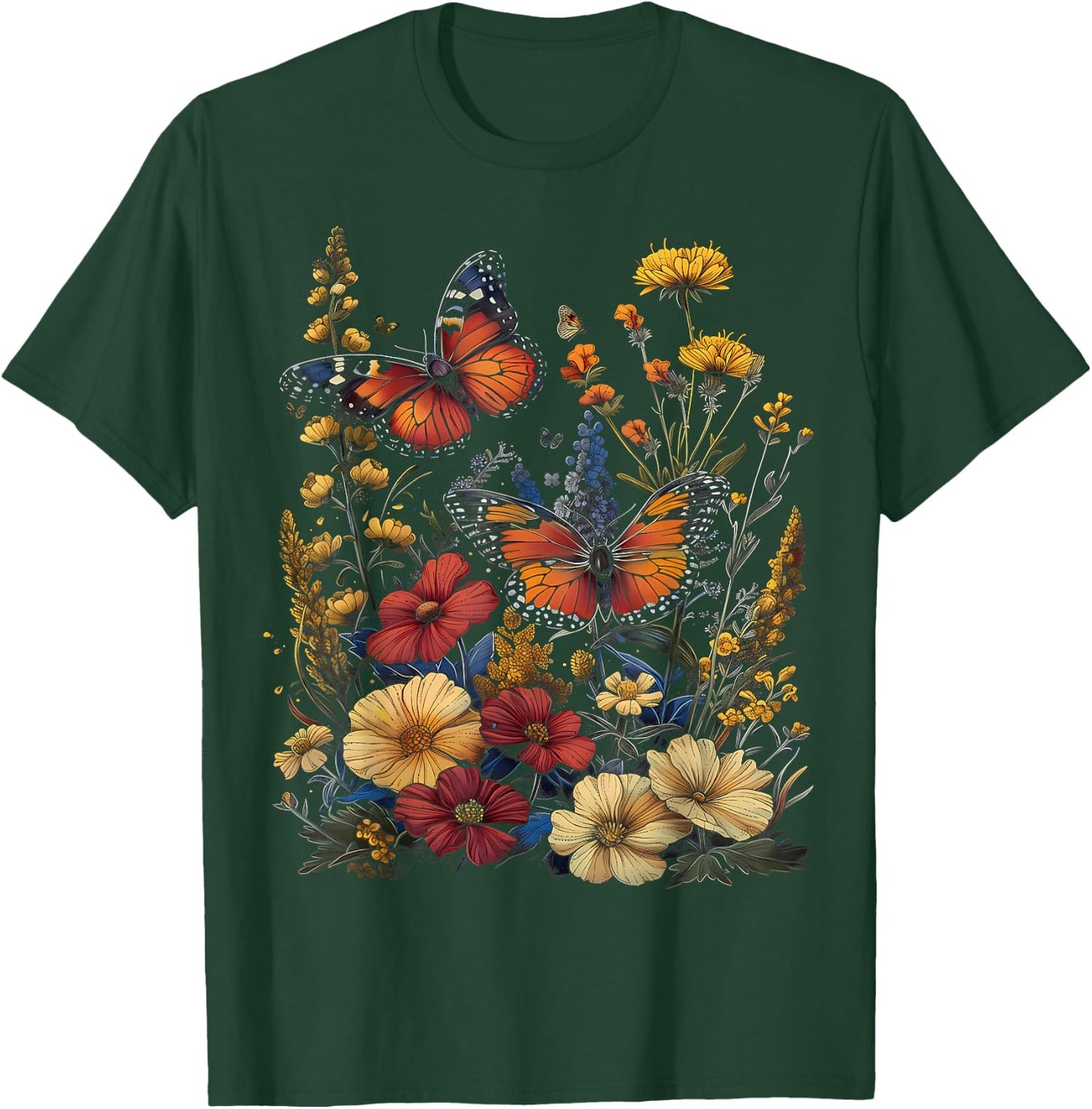 Pollinator Garden Design Wildlife Flowers Native Plants T-Shirt - T-Shirt | Forest