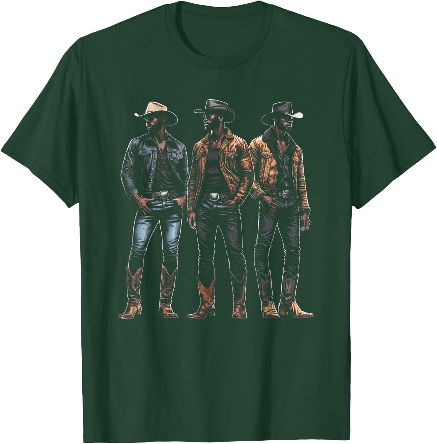 Black Cowboy Western Rodeo Melanin Black History Texas Men T-Shirt - T-Shirt | Forest
