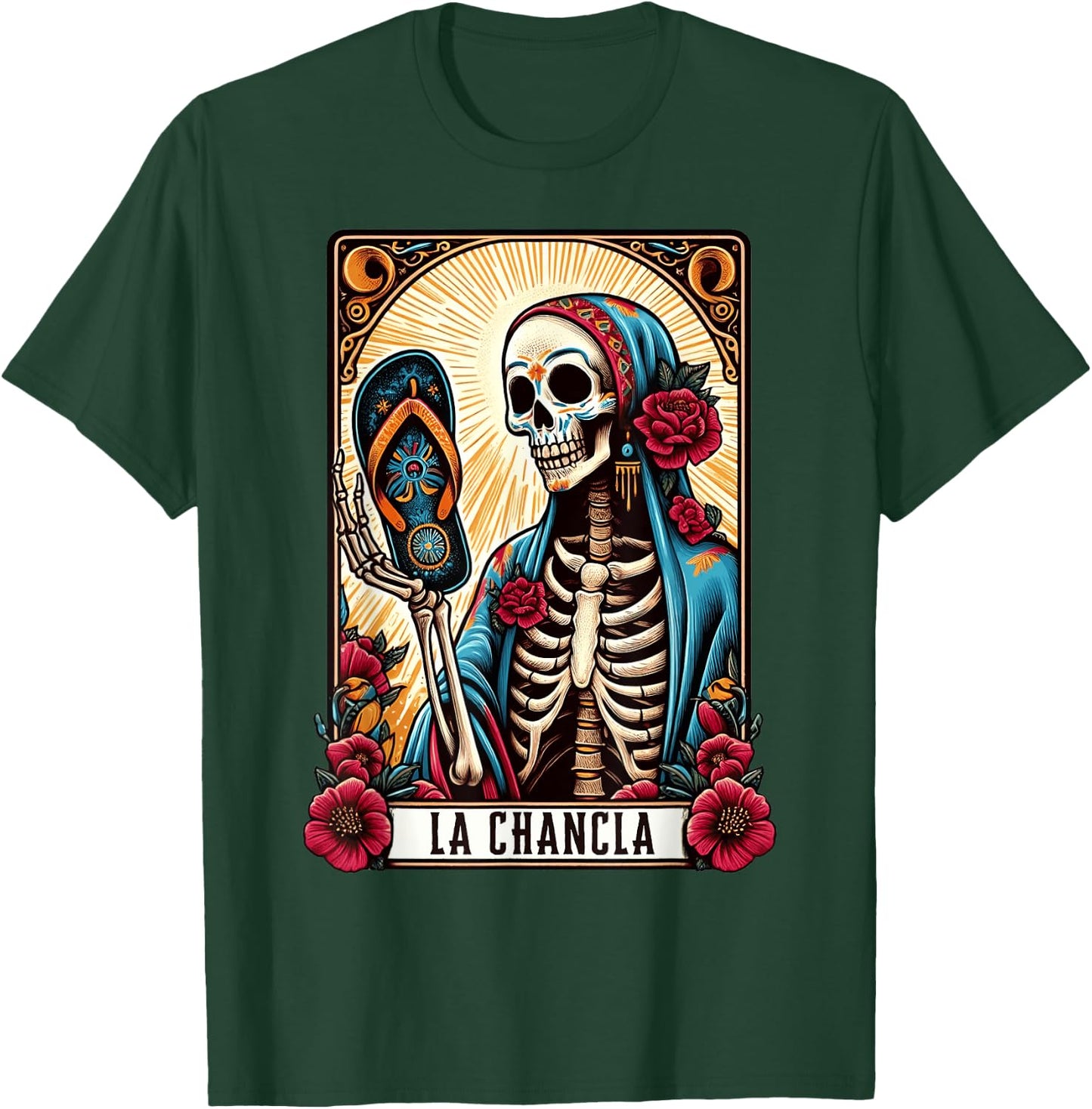 La Chancla Flip Flop Card Funny Mexican Mom Tarot Card T-Shirt - T-Shirt | Forest