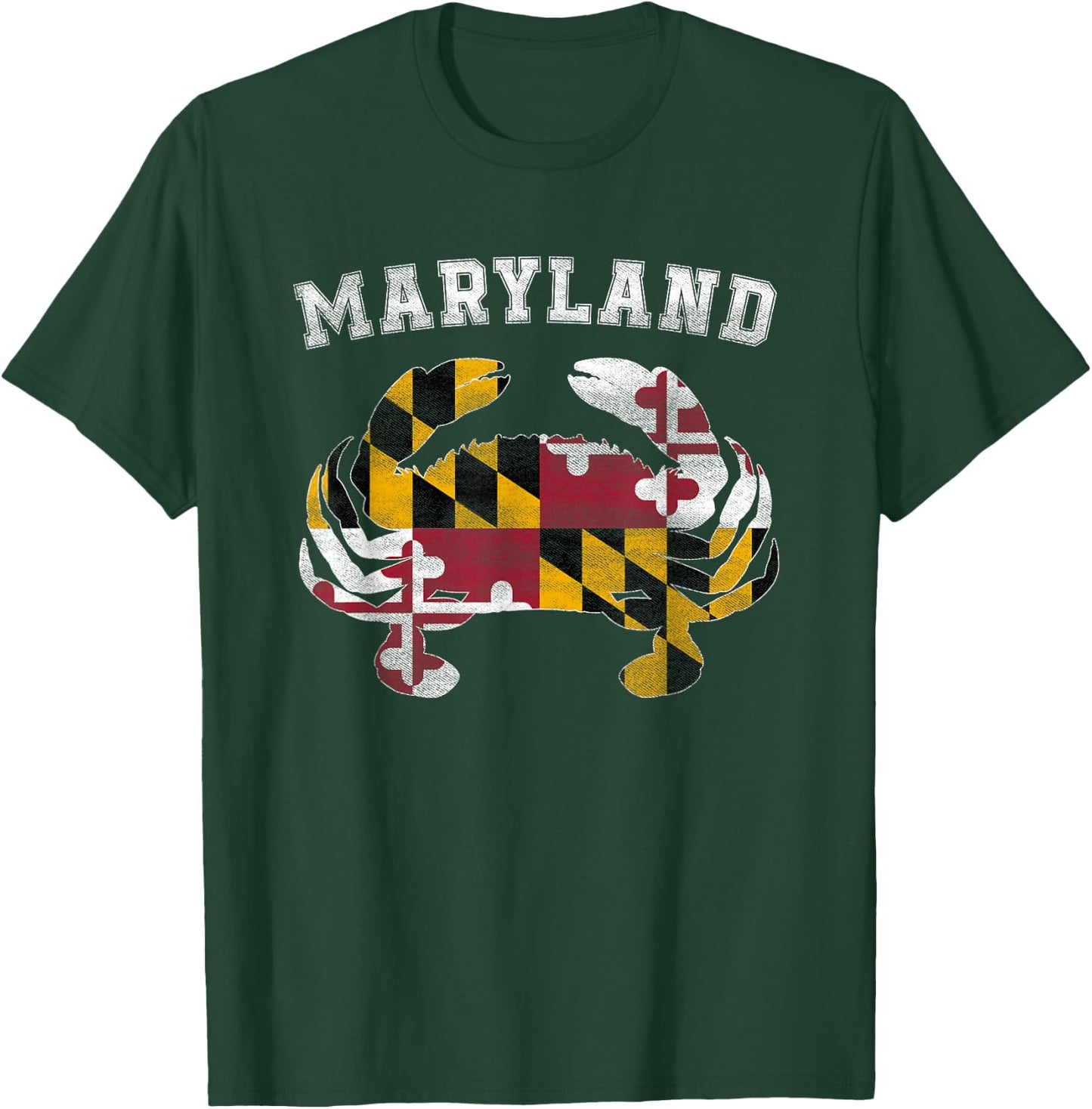 Maryland Flag Blue Crab T Shirt State Pride Retro Shirt T-Shirt - T-Shirt | Forest