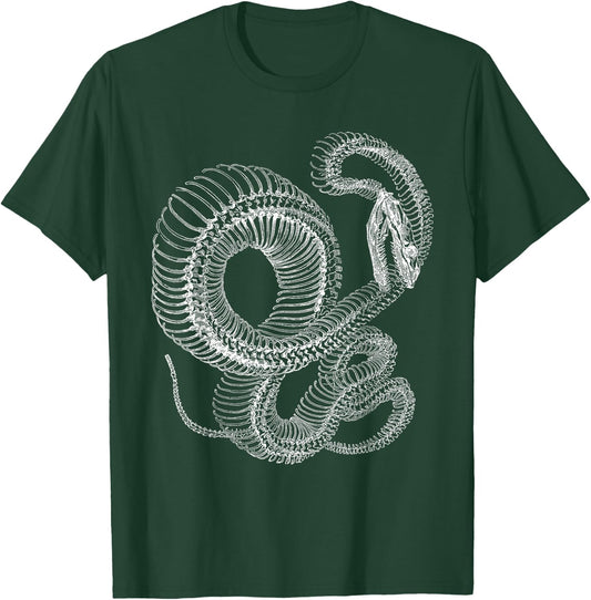 Snake Skeleton - Reptile Animal Boa Illustration T-Shirt - T-Shirt | Forest