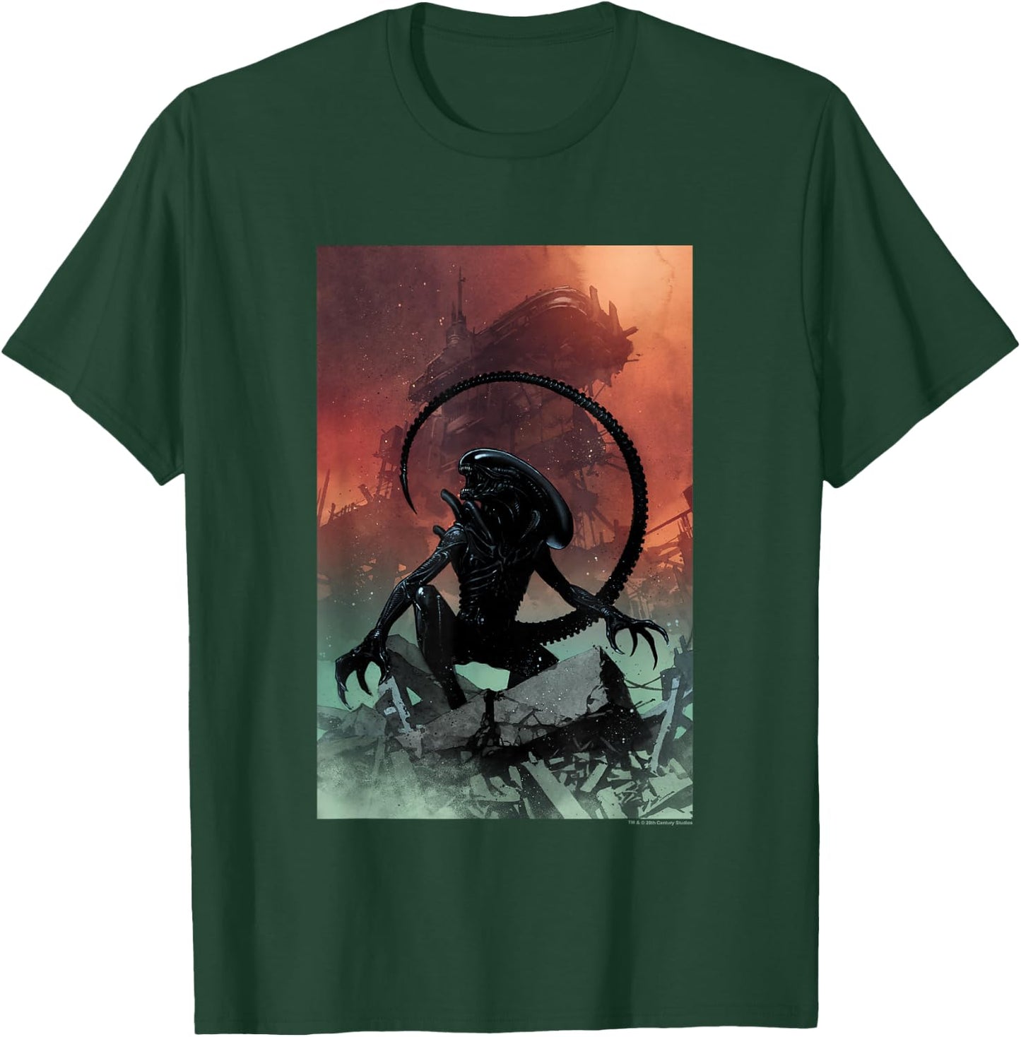 Aliens Iconic Xenomorph Around Destruction Big Chest Poster T-Shirt - T-Shirt | Forest