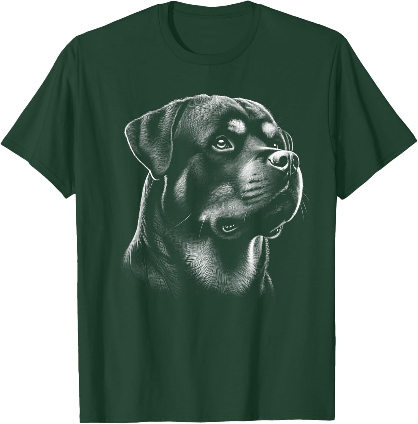 Proud Rottweiler Head in Realistic Drawing Style T-Shirt - T-Shirt | Forest