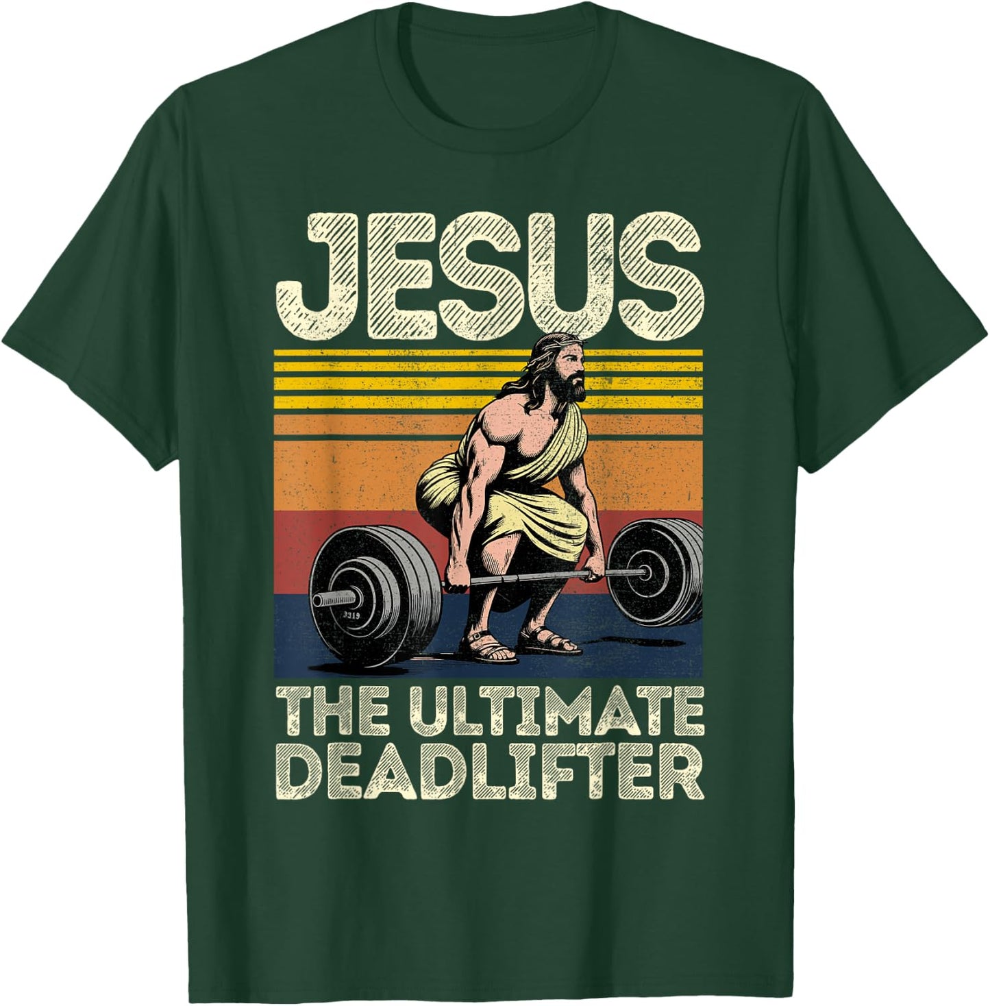 Vintage Jesus The Ultimate Deadlifter Funny Christian Gym T-Shirt - T-Shirt | Forest