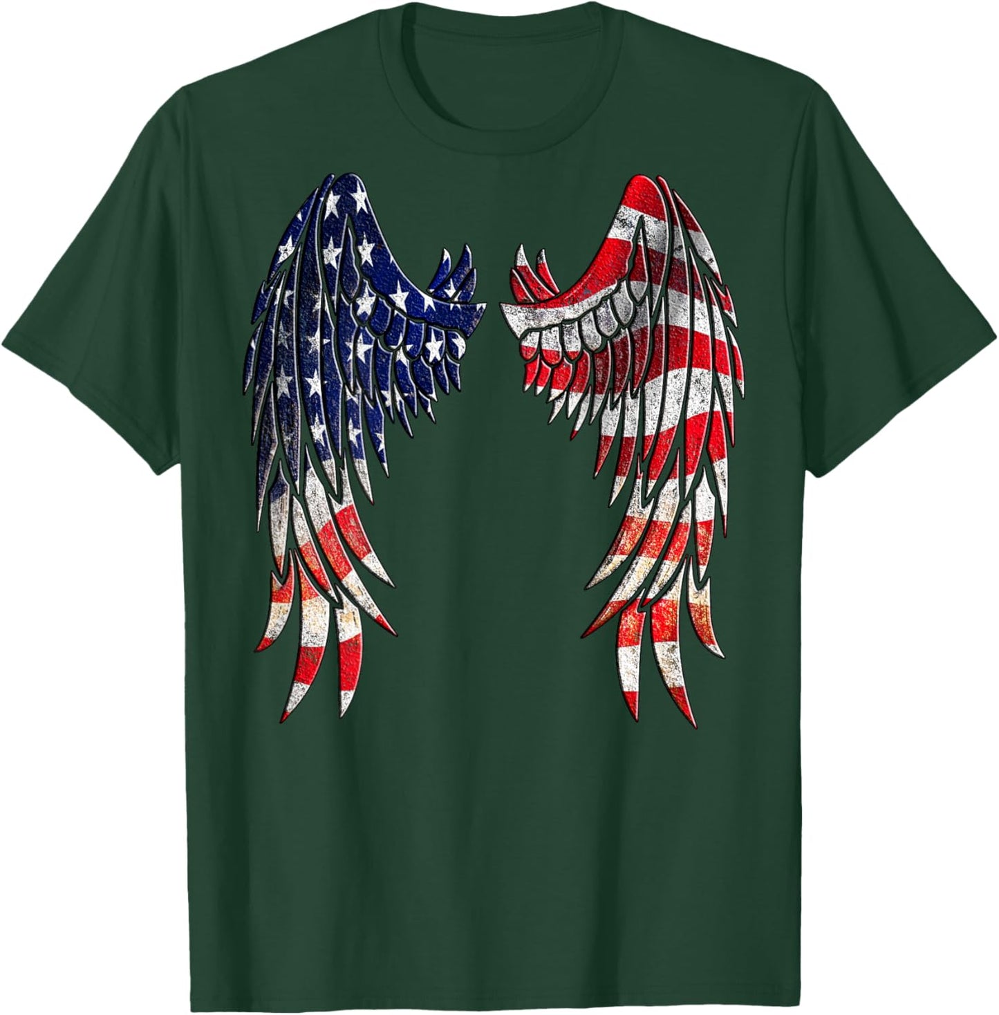 Distressed American Flag Angel Wings Shirt Kids Men T-Shirt - T-Shirt | Forest